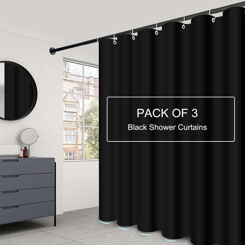 LLSCL 3 Pack Fabric Shower Curtain Liner with Magnets, Shower Curtain with Rustproof Metal Gromments and Waterproof Hotel Quality, 72 x 72 Machine Washable - Image 2